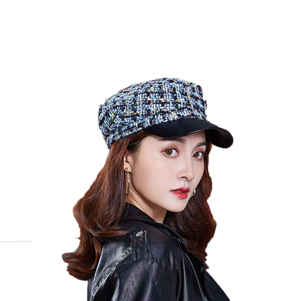 Для женщин Мода утка язык Кепки многоцветный Повседневное решетки Плоские