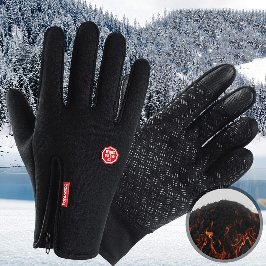 Winter Cycling Full Finger Gloves Warm Windproof Touchscreen Bike