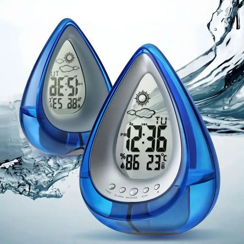 

Water Droplets Shape Intelligent Alarm Clock Thermometer Kids Display Electronic Snooze Desktop Digital Table Clocks Water Power