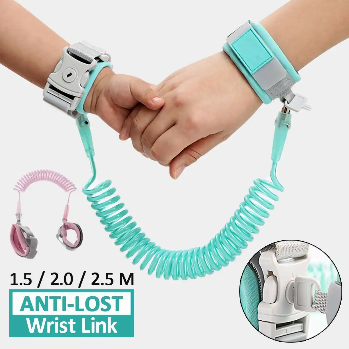 

Baby Anti Lost Wrist Link Safety Harness Strap Rope Leash for Toddlers, Babies & Kids 1-10 years Length 1.5M 2M 2.5M Pink Green