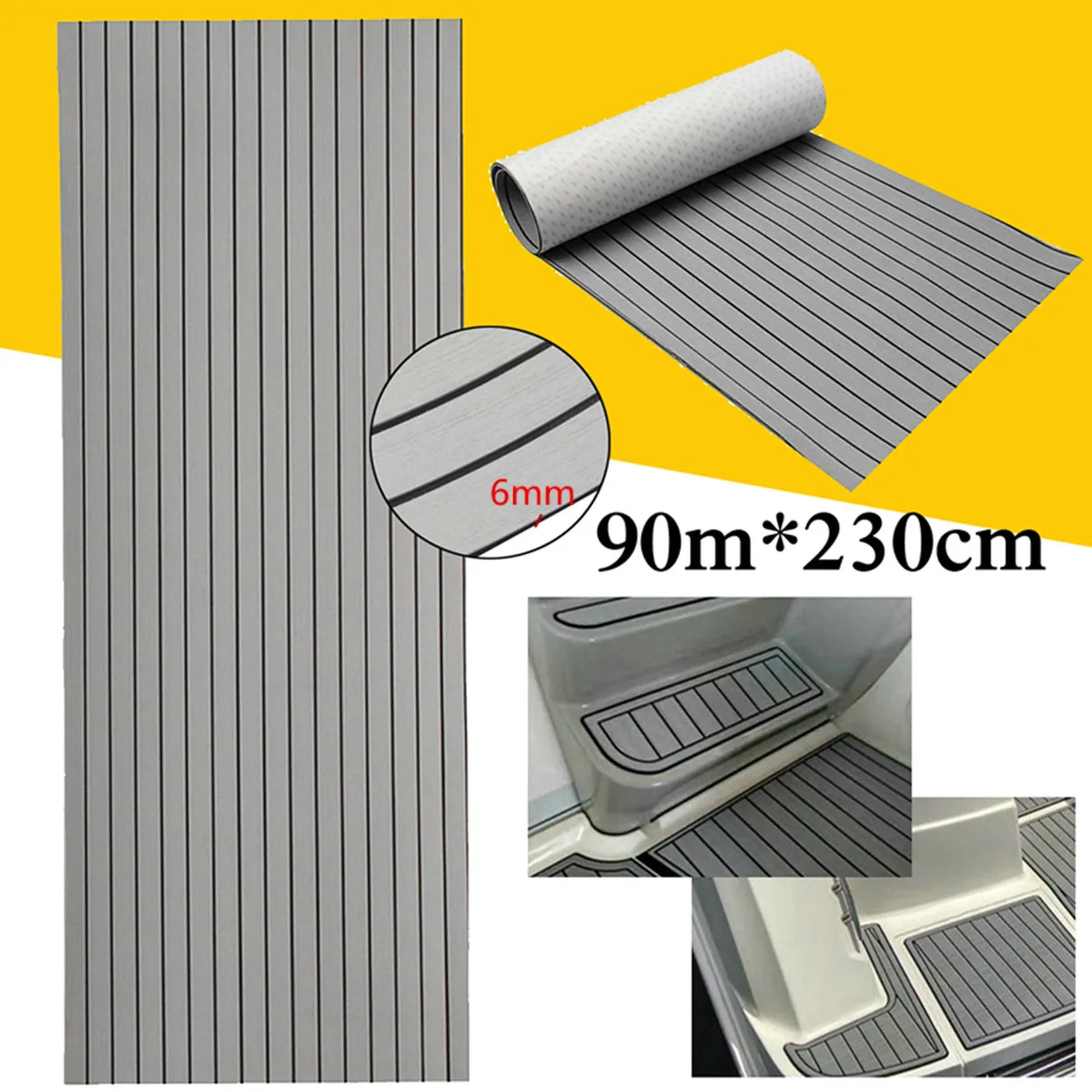 

Self-Adhesive 900x2300x6mm Foam Teak Decking EVA Foam Marine Flooring Faux Boat Decking Sheet Accessories Marine Brown Grey