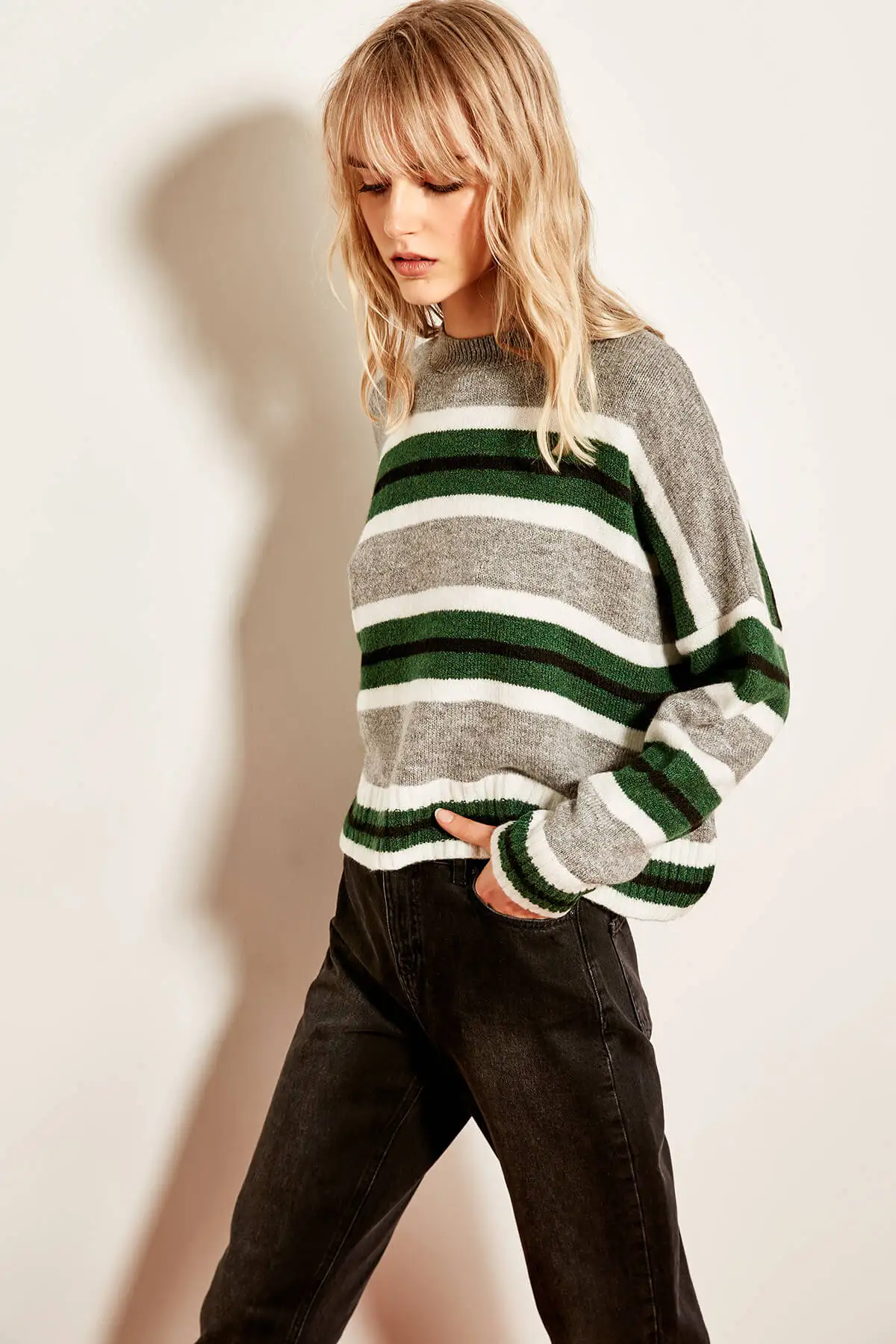 aliexpress green striped sweater