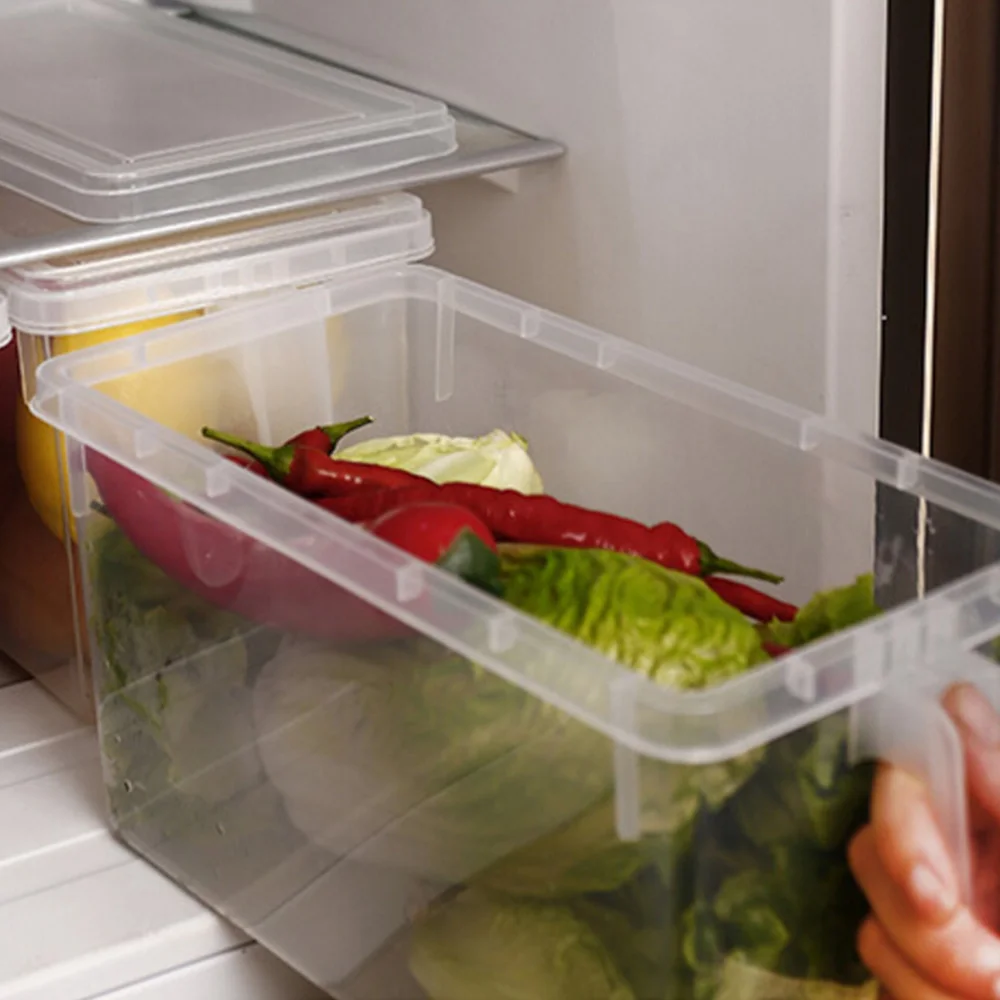 

Food Container Plastic Refrigerator Storage Boxes Sealed with Lid For Crisper Kitchen Transparent PP Storage Box