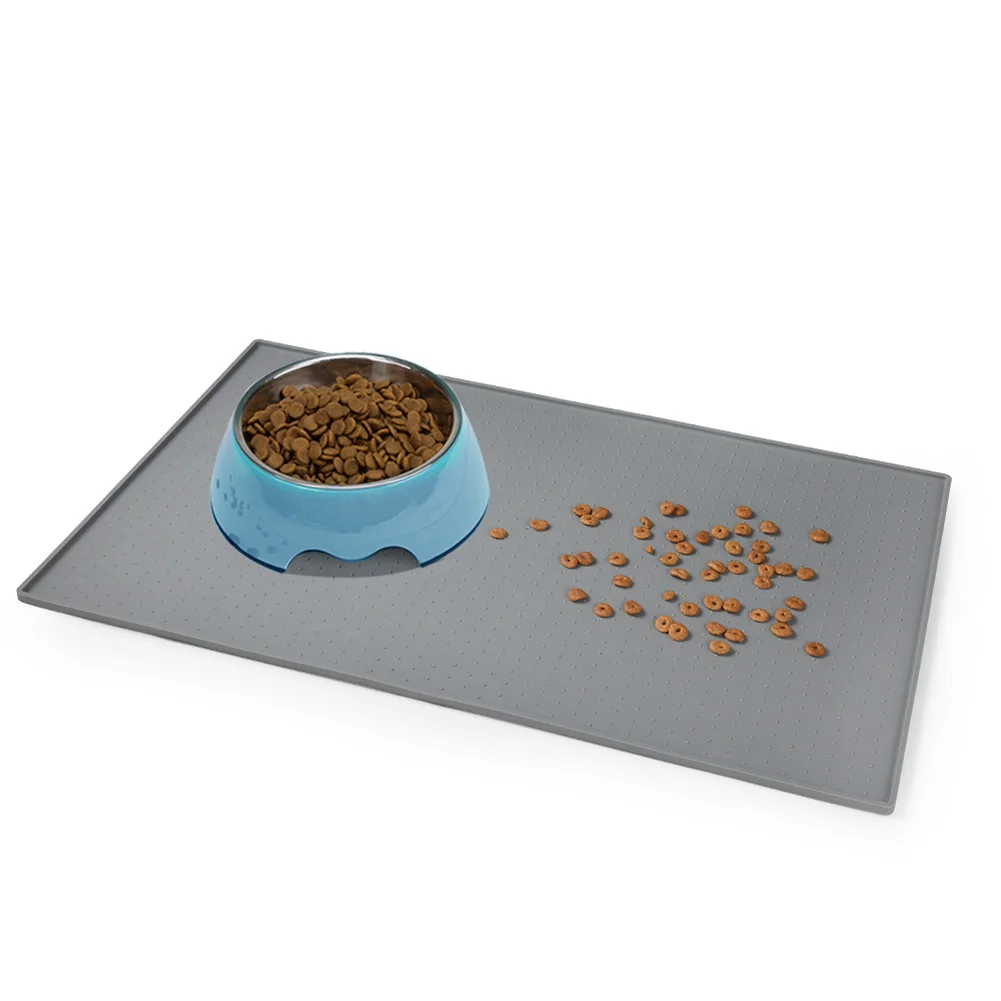 Petacc Pet Food Mat Anti Skid Feeding Mat Bendable Raised Edge Design