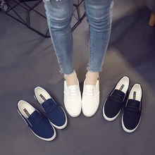 Г. женские повседневная обувь для ленивых обувь Корейская версия диких белые туфли Весна плоские удобные дышащие парусиновые туфли