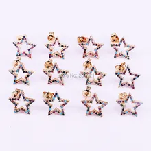 8 пар трендовых микро проложить Радуга CZ цирконий звезда серьги гвоздики для женщин Свадебная вечеринка ювелирные изделия