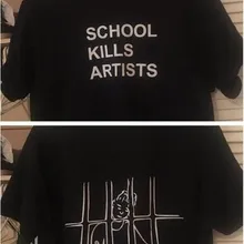 Школьная футболка с двойным принтом, эстетика, графический принт, унисекс, Молодежный уличный стиль, крутая футболка, гранж, мода tumblr Tops-J998