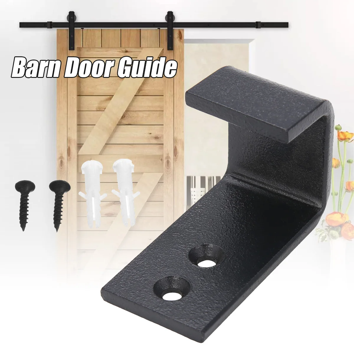 

Carbon Steel Sliding Barn Door Guide Rail Wall Mount Hardware Bottom Floor Door Guide With Screws Hardware Tool