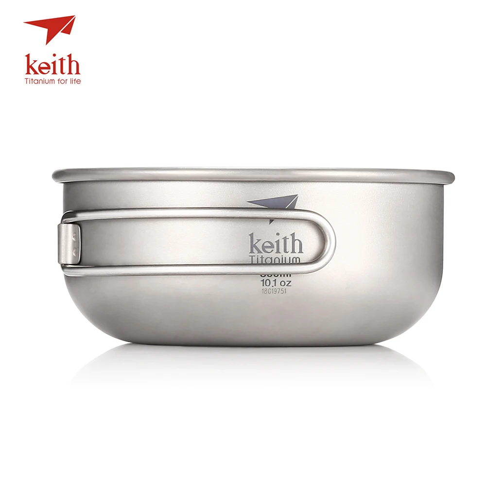 

Keith Titanium 300ml Outdoor Tableware Ultralight Bowl Foldable Handle Camping Bowl Environmentally Friendly Fast Heat Bowl