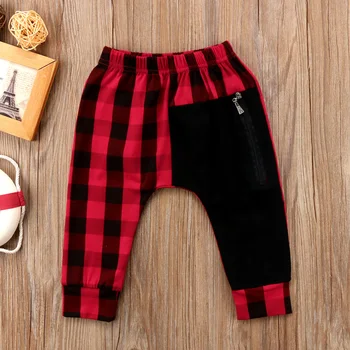 

2019 FOCUSNORM Toddler Kids Boys Plaid Zipper Bottoms Pants Panty Harem Pants Trousers For 1-6T