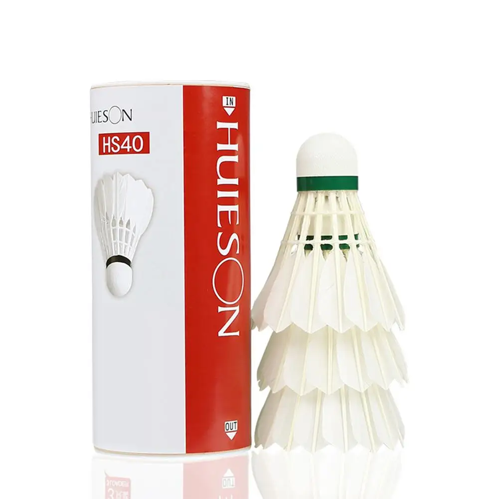 

Super Durable Badminton Shuttlecock White Ball Goose Board Feather Cork Wood Head Shuttlecock Sport Balls 3pcs A Set With Barrel