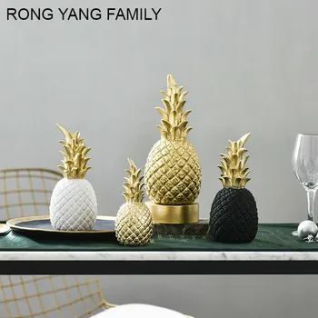 

Hot Nordic Golden Pineapple Resin Sculpture Fashion Simple Home Restaurant Bar Wedding Decoration Decoration Gift Fruit Model