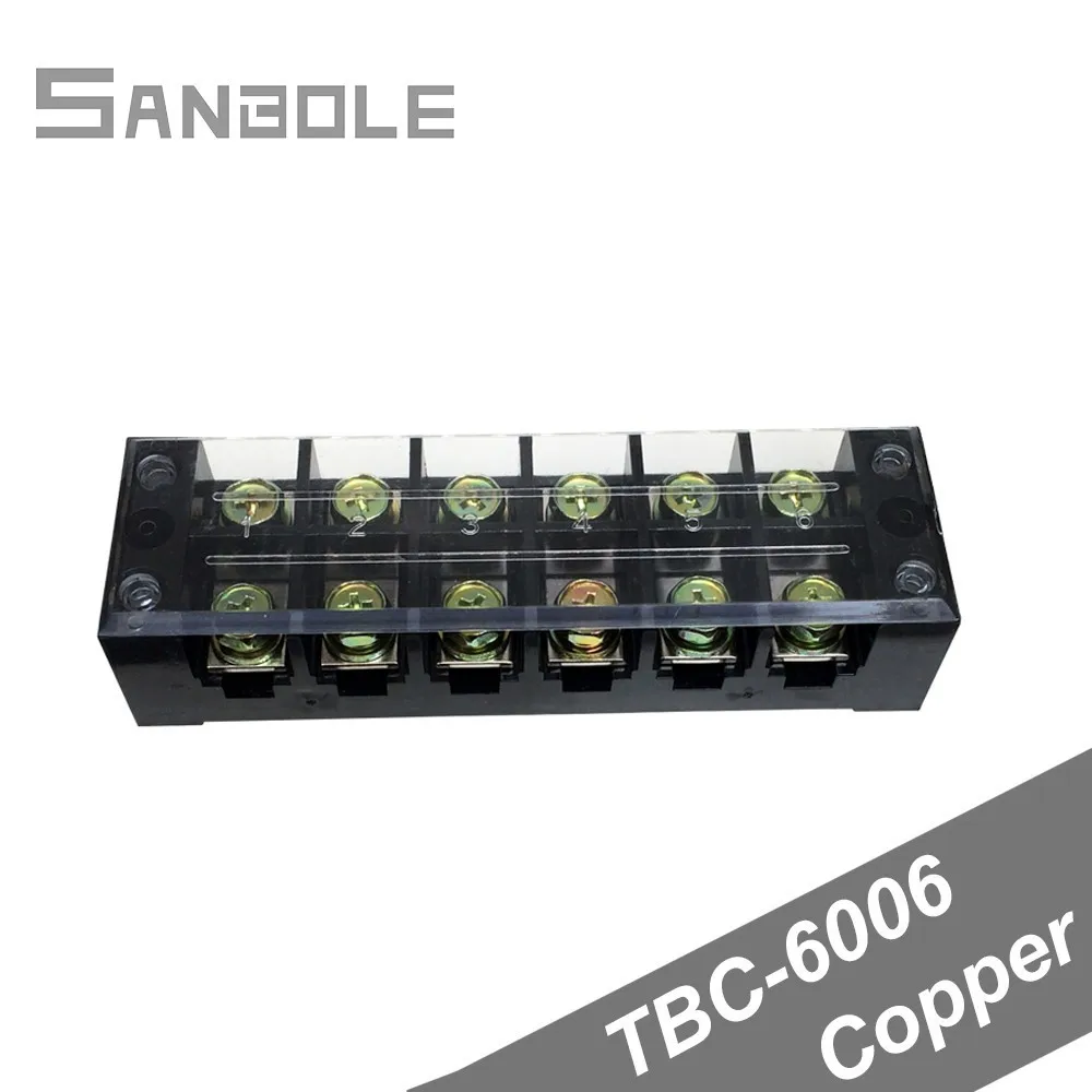 Клеммные колодки TBC 6006 TB 606 60A/6P 600V двухрядные клеммы из меди с 12 винтами 0 5 10