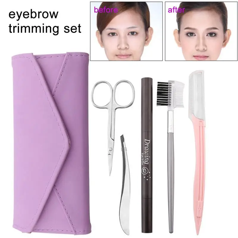 Eyebrow Grooming Suit Kits Stainless Steel Eyebrow Scissors Trimmer Utility Tools with Eyebrow Brush Comb Razor Pencil Makeup Ba Eyebrow Grooming Suit Kits Stainless Steel Eyebrow Scissors Trimmer Utility Tools with Eyebrow Brush Comb Razor Pencil Makeup Ba
