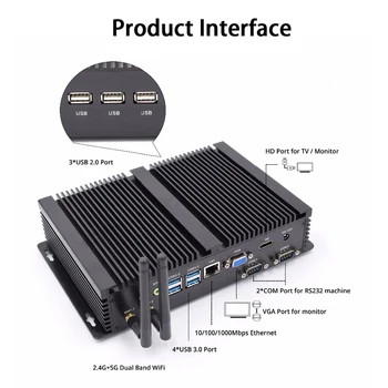 

Fanless Industrial PC,Mini Computer,Windows 10,Intel Core I7 4500U,[HUNSN MA04I],(Dual WiFi/VGA/HD/3USB2.0/4USB3.0/LAN/2COM)