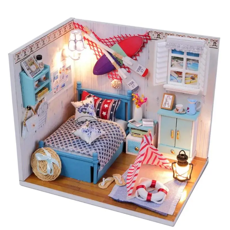

DIY Doll house Miniature Dollhouse Furnitures 3D Wooden Handmade Assembly Model house Gift Toys For Baby