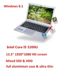 13,3 дюймов Core I5 5200U ноутбук алюминиевый чехол 1920*1080 HD экран 4 ГБ 500 ГБ смешанный HDD& SSD USB 3,0