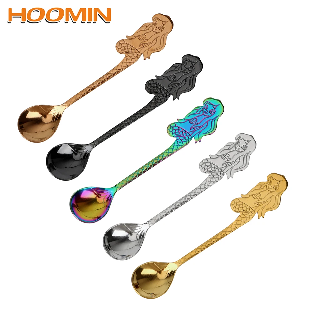 HOOMIN кофейная ложка из нержавеющей стали 12 5 см с рисунком русалки столовые