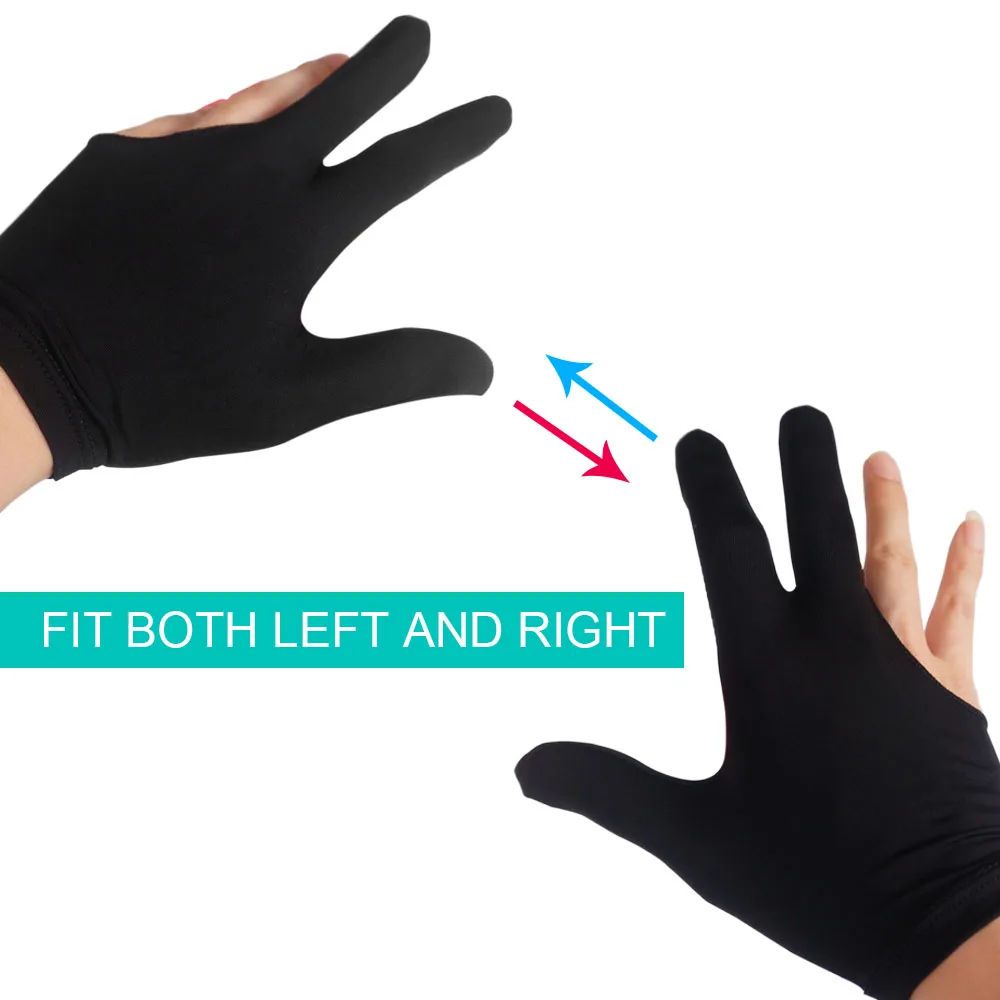 

3 PCS Absorbent Billiard Gloves Three Fingers Spandex Cue Sport Glove Left Right Hand Billiard Cue Shooter Glove accessories