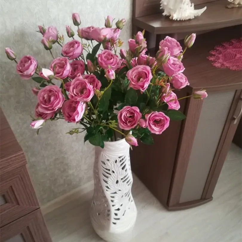

8pcs Artificial Roses flower stems Silk Rose branch flowers for Wedding centerpieces Home party Table Decoration