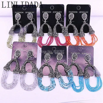 

4Pair Wholesale Fashion Design New Arrival Rhinestone Paved crystal Dangle Earrings For Women Parrty Jewelry