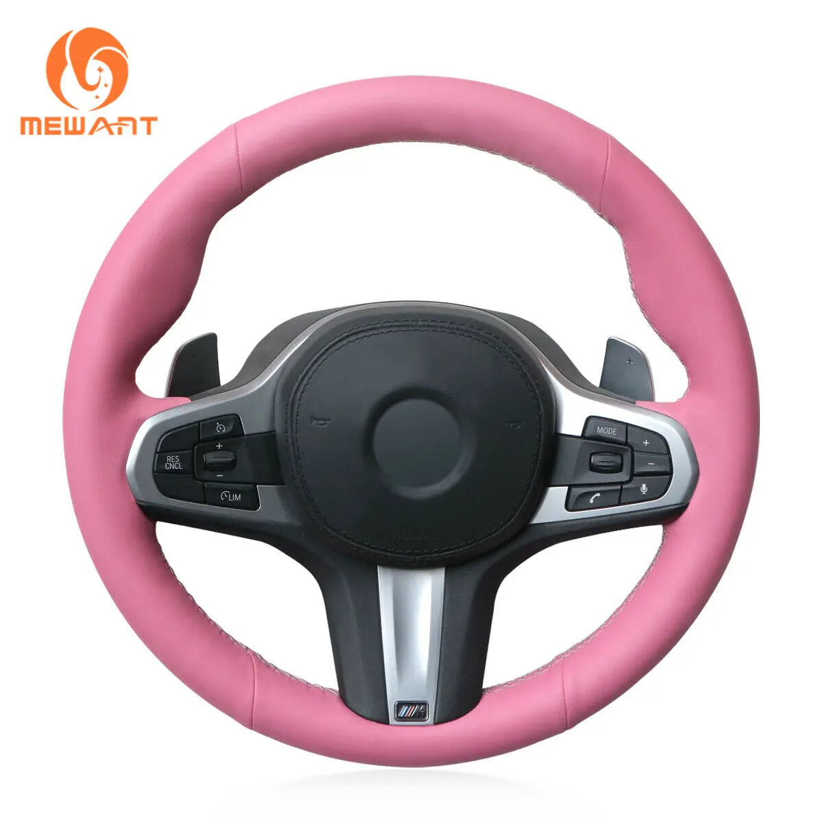 

Steering Wheel Cover Wrap Around Sewing by Hand Black Leather Steering Cover for BMW M5 F90 X3 X5 8 Series G14 G15 G16