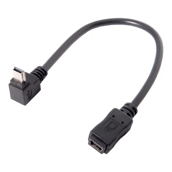 

10pcs/lot GPS Mini USB 5pin 90 Degree Up Direct Angled Male to Female Extension Cable 20cm