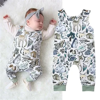 

Newborn Infant Baby Girl Boys Clothes Sleeveless Romper Jumpsuit One-Piece Overall Outfit Cartoon Easter Bunny Print Romper 0-2T
