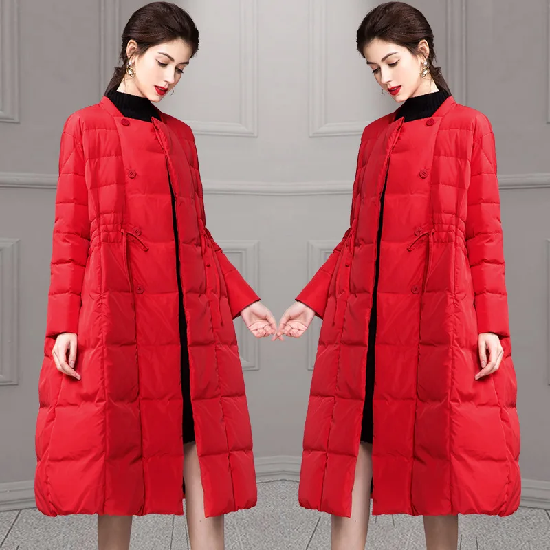 Surdimensionné Épais Femmes Manteau Blanc Duvet Veste Entaillé Canard Chaud Nouvelle De red black Col D'hiver Long White 2018 Et Collection IwS0CW