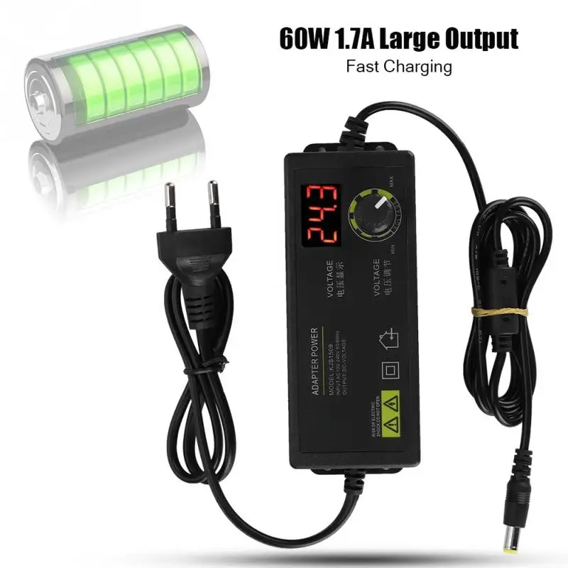 3 36V широкий диапазон Регулируемый адаптер питания анти помех 60W 1.7A AC DC