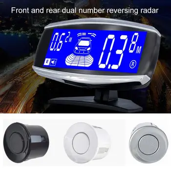 

Car Parking Sensor Front and Rear Dual LCD Display Adjustable Sound Alarm Car Backup Reversing Radar Monitor with 4/6/8 Sensors