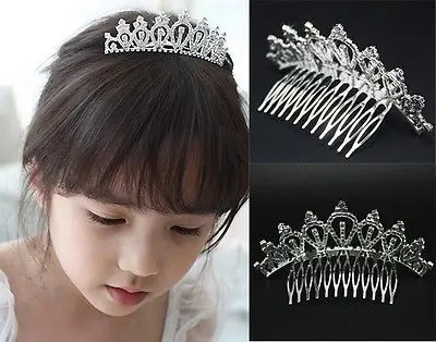 

Bridemaid Baby Girl Kids Rhinestone Crown Bridal Tiara Hair Comb Wedding Party I
