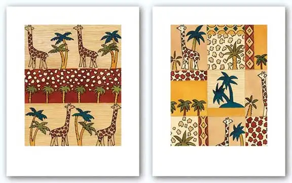 Giraffe Stroll Set 10&quotx8&quot Art Print Poster | Дом и сад