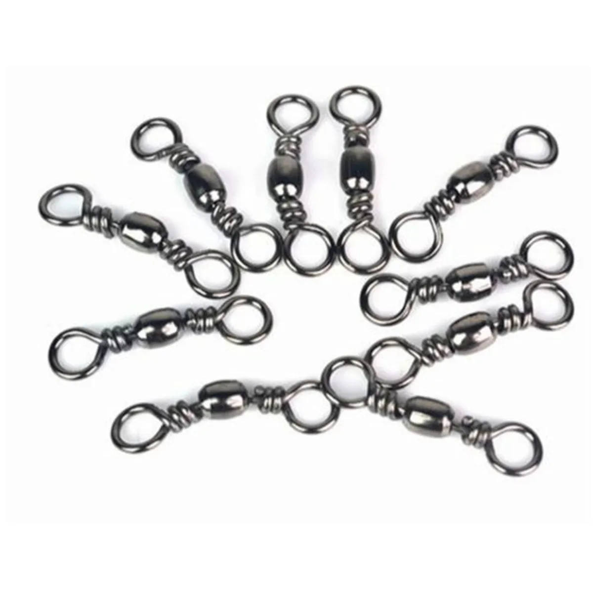 100PCS Fishing Swivel Barrel Swivel Solid Rings Stainless Steel Sea Fishing Hooks Connector Rolling Swivel for Sea Fishing