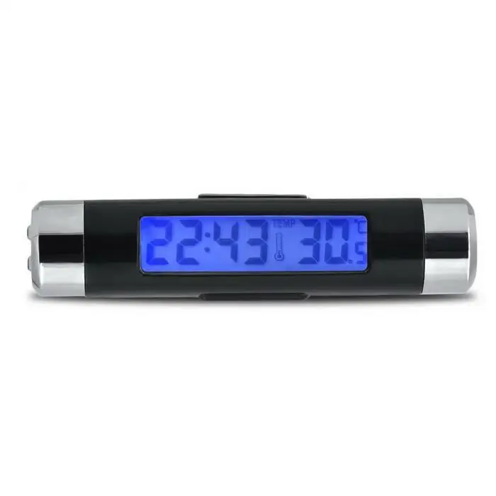

New Car Air Outlet 2-in-1 LCD Blue Backlight Digital Thermometer Clock 1C Home mini Digital Thermometer Clock