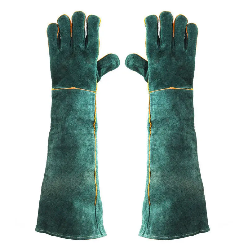 

58x20cm Green Cowhide Safety Gloves Electric Welding Smelting Iron Processing Protective Gloves Thicken Warm Workplace Glove