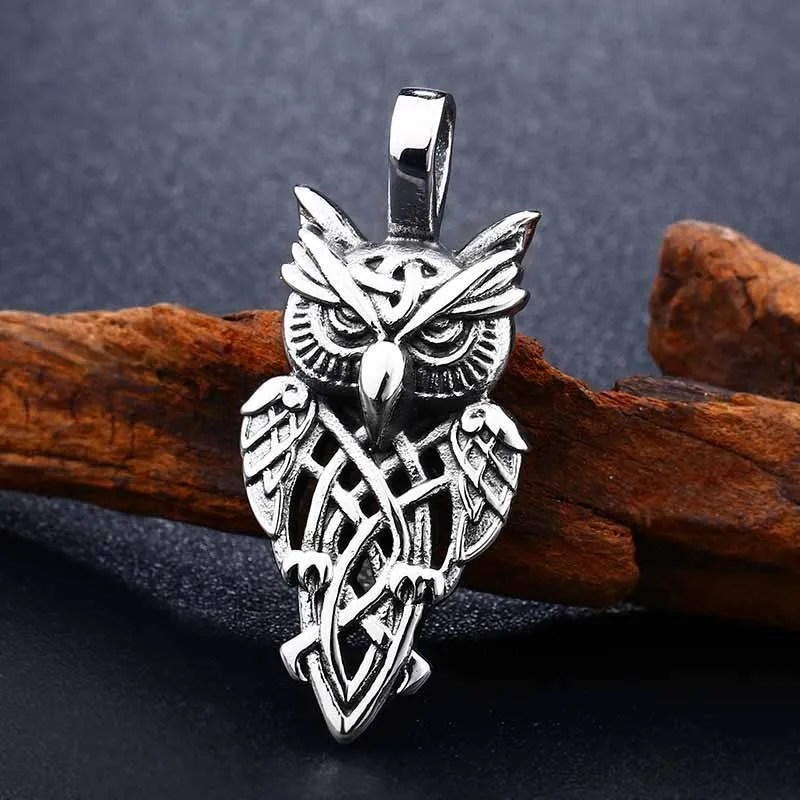 

Stainless Steel Owl Necklace Ancient Amulet Initial Hogwarts Pendentif Animal Ornaments Leather Choker Cadeau Viking jewelry
