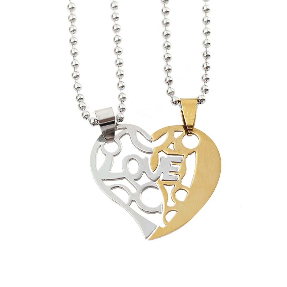 

Hot Sale 1 Pair Creative Fashion Couples Stainless Steel Puzzle Pendant Love Necklace for Valentine Lovers Jewelry Gift