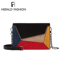 Herald модная женская наплечная Сумочка с ремешком на цепочке, качественная кожаная Лоскутная Женская сумка-мессенджер, Маленькая женская сумка с перекрестными ремешками