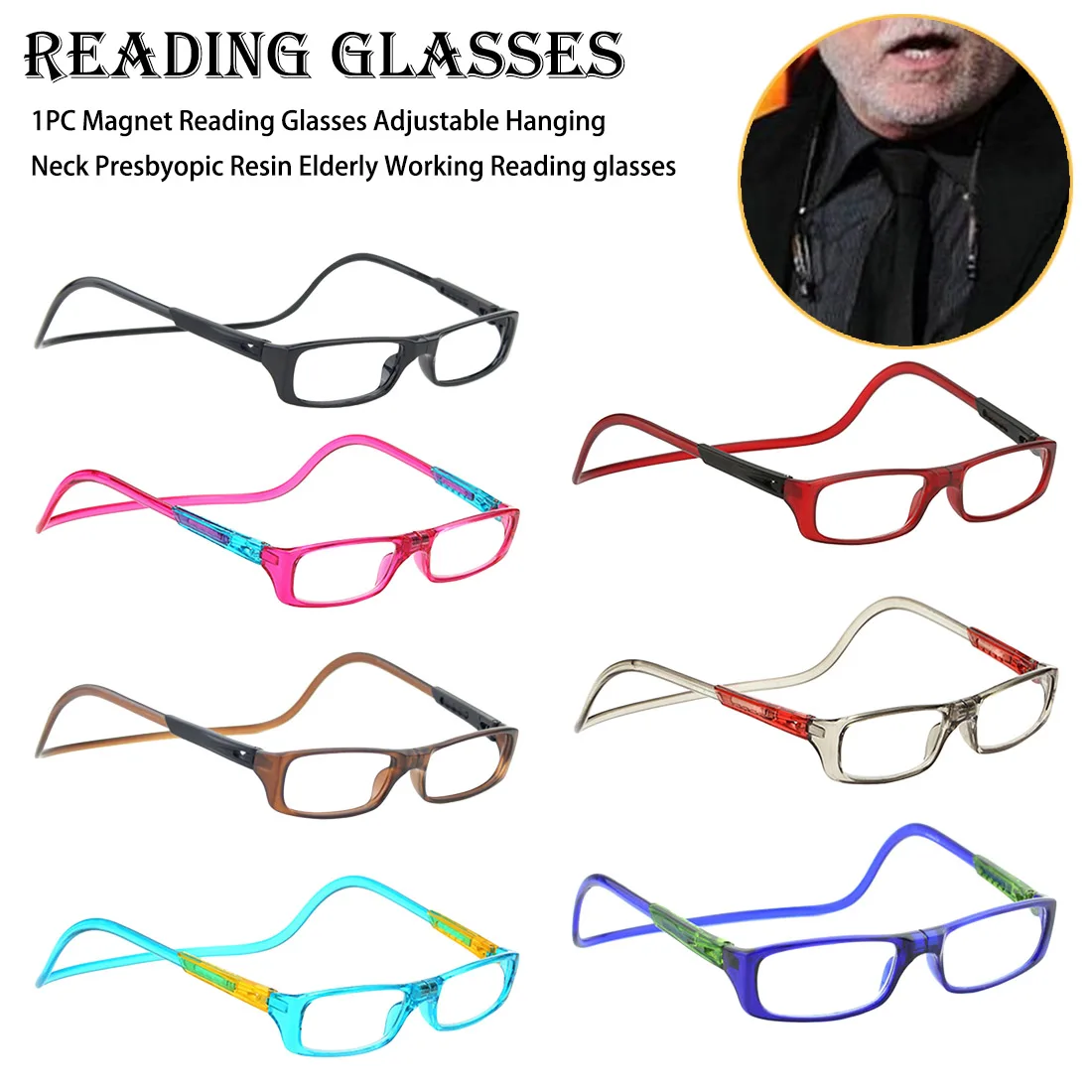 Unisex Reading Glasses Men Women Colorful Adjustable Hanging