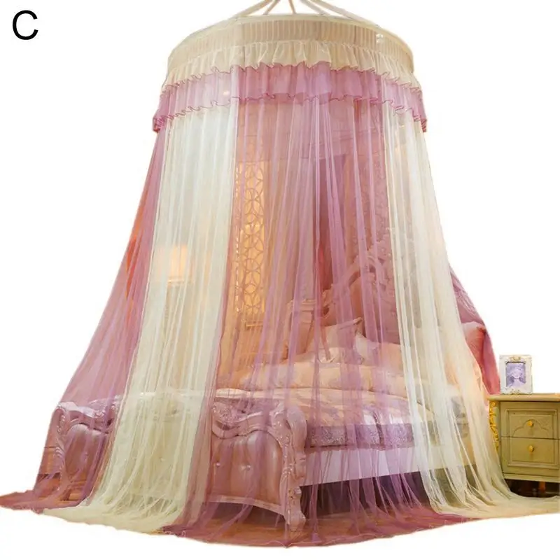 

Light and Colorblocking Dome Bed Canopy Princess Queen Mosquito Net Bed Tent Floor-Length Curtain For Home Use