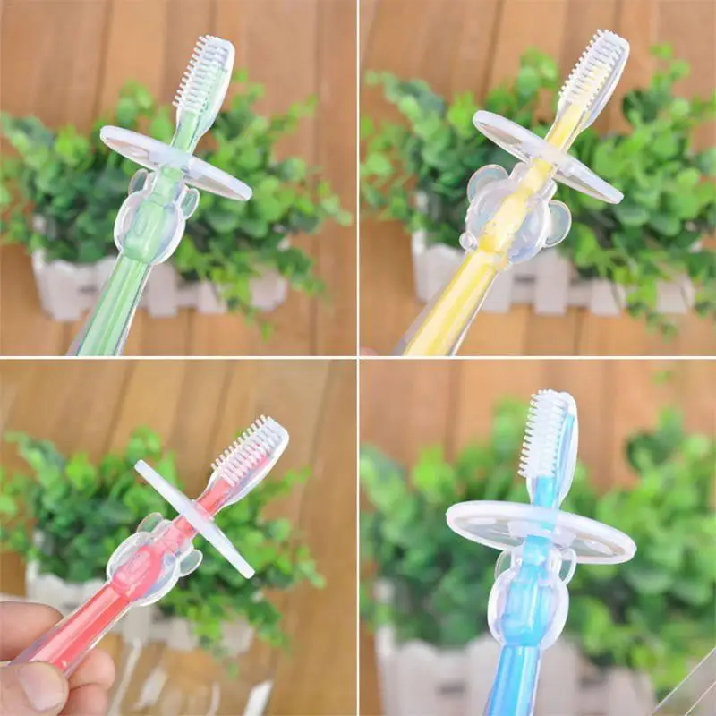 

Infant Silicone Training Toothbrush Special Soft Bristle Oral Care Deciduous Toothbrush With Block Cartoon Care Kid Toothbrush