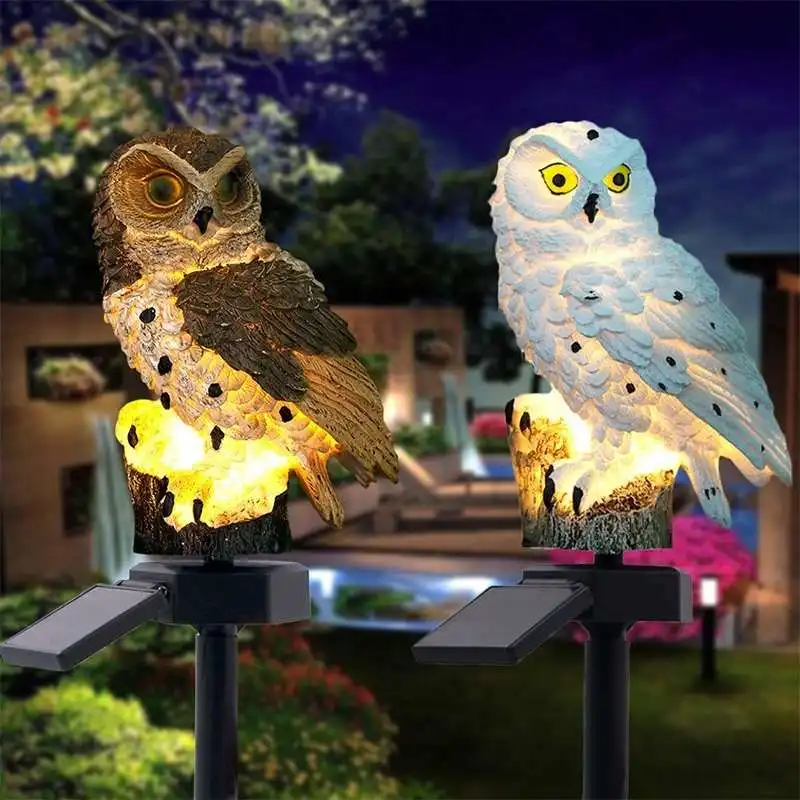 Decor Sculpture Novelty Solar Garden Lights Owl Solar LED Lawn Lights
