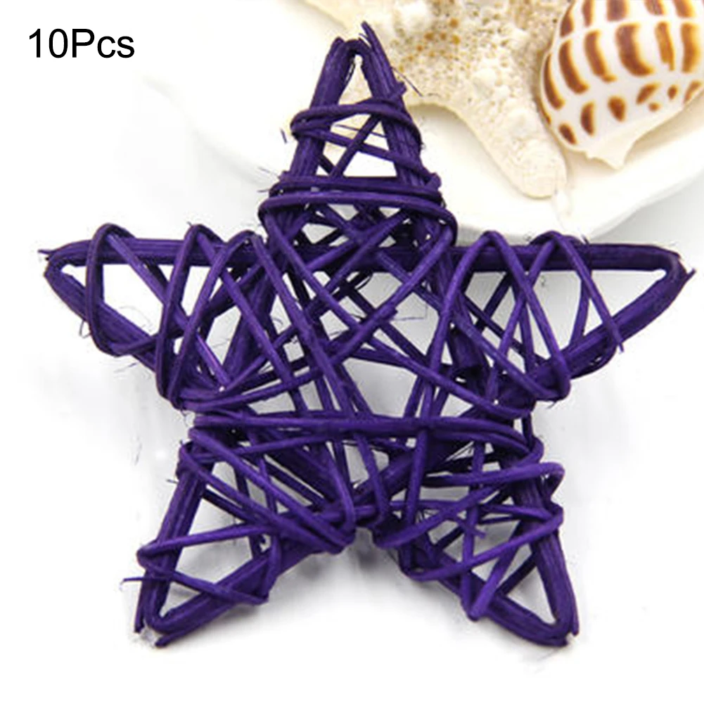 10 PCS Rattan Star, Lovely DIY Craft Decoration Star for Christmas Wedding Party DIY Ornaments (Purple)