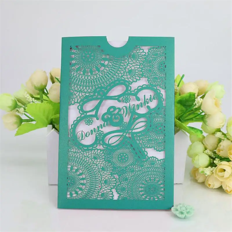  10PCS New Retro Folding Design Hollow Invitation Card Party Invitation - 32972126331