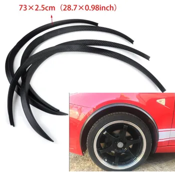 

4pcs car truck carbon fiber/ black rubber wheel eyebrow protector lip sticker trim fender flare anti-scratch for ford vw audi