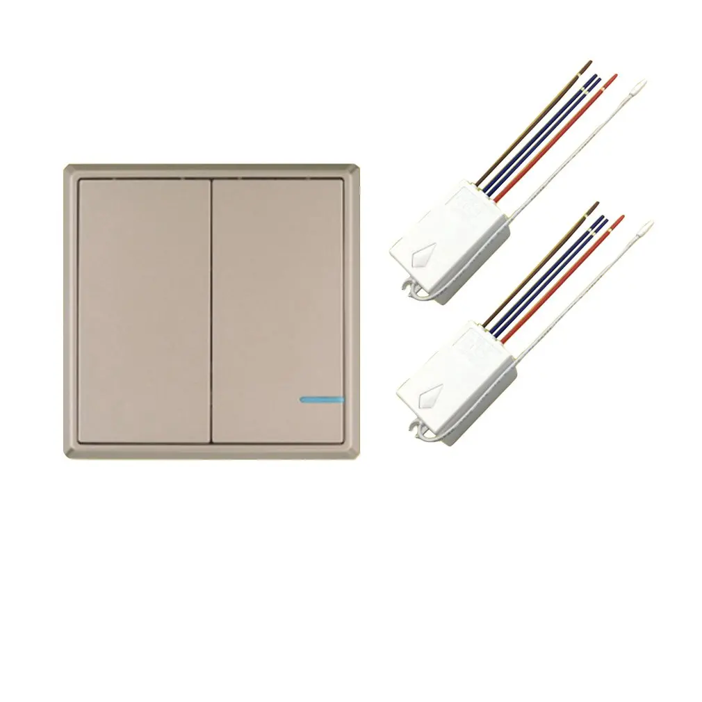 

SW-K2G&R02 86 Type RF Remote Wall Control Light Wireless Switch Waterproof Panel Home Switch Dual Button