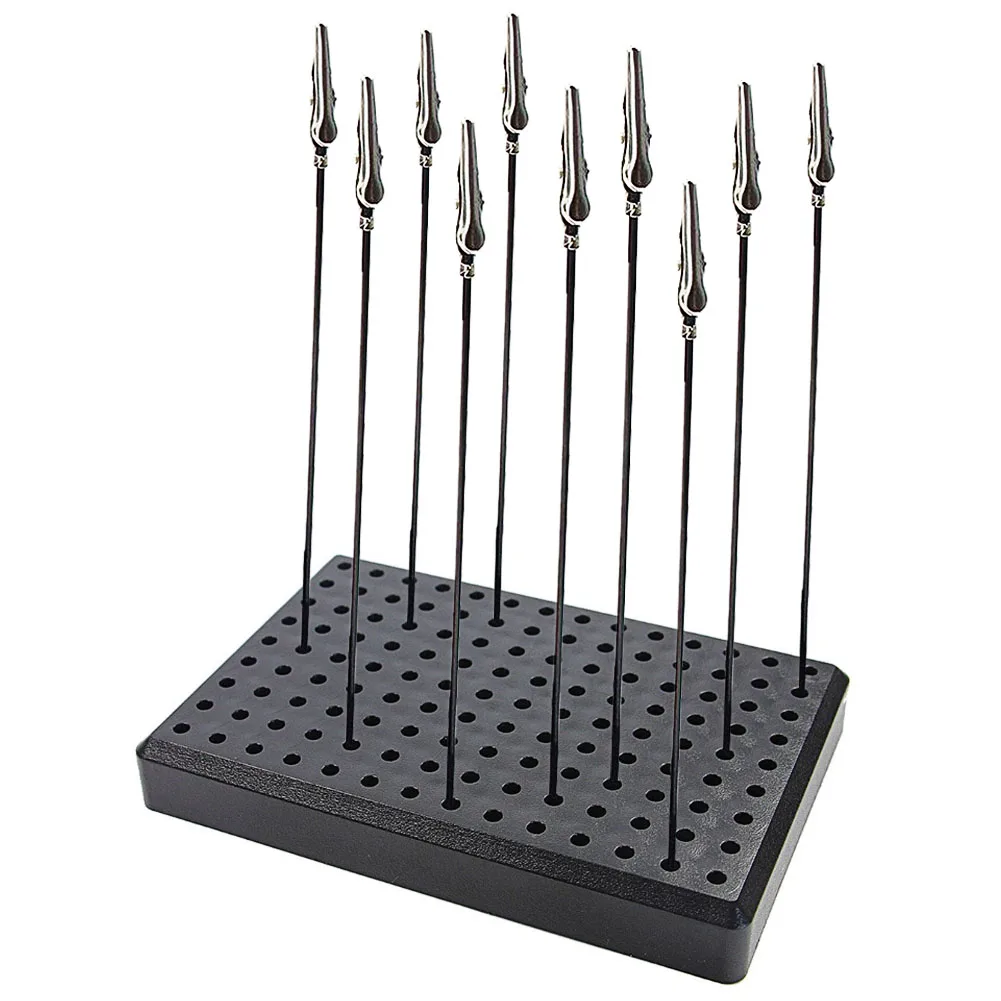 

9x14 Holes Professional Black Painting Stand Holder Base With 10pcs Metal Alligator Clip Stick Spraying Modeling Tool Accessory