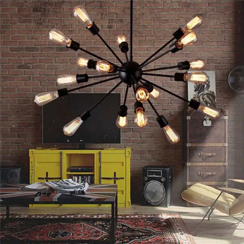 

Industrial Ceiling Chandelie Vintage Retro Style Iron 18 Lampholder Ceiling Chandelier Pendant Lampshade Droplight Pendant