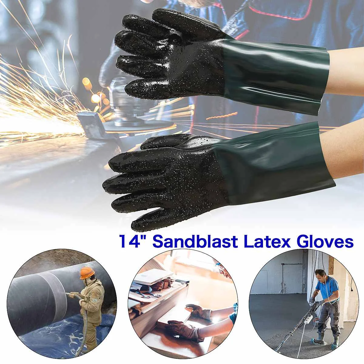 Buy 2Pcs 35cm PVC Sandblast Gloves Replacement